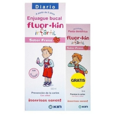 Fluorkin infantil enjuague fresa 500 + pasta 50 Fluorkin - 1