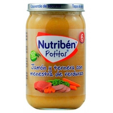 Nutribén potito jamón, ternera y menestra de verduras 235gr Nutriben - 1